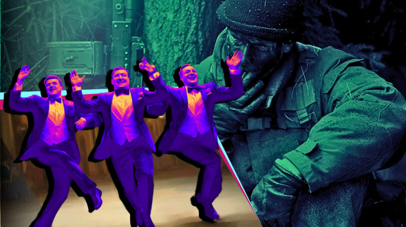 Вместо призыва «Всё для фронта!» звучит песенка «Всё хорошо, прекрасная маркиза»